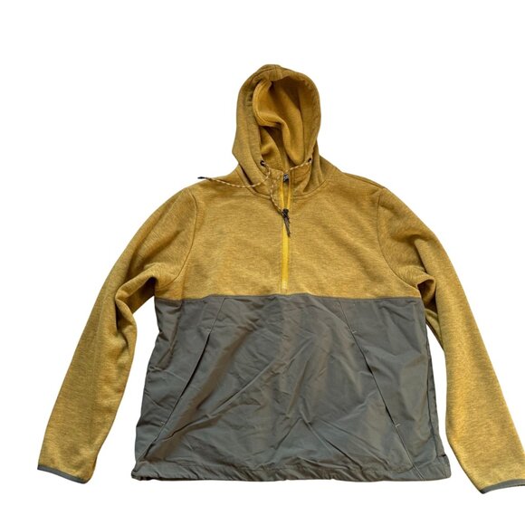 Alpine Design Fleece 1/2 Zip Hoodie Jacket Men's Size Medium Yellow Gray Hiking - Picture 1 of 8